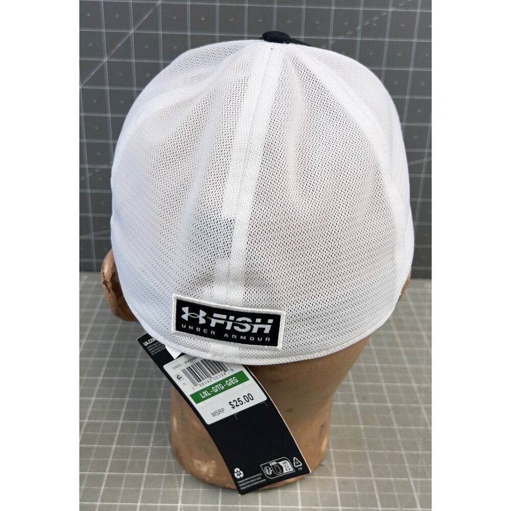 Under Armour Men’s Fish Hunter Mesh Cap L/XL Black & White - Picture 3 of 9